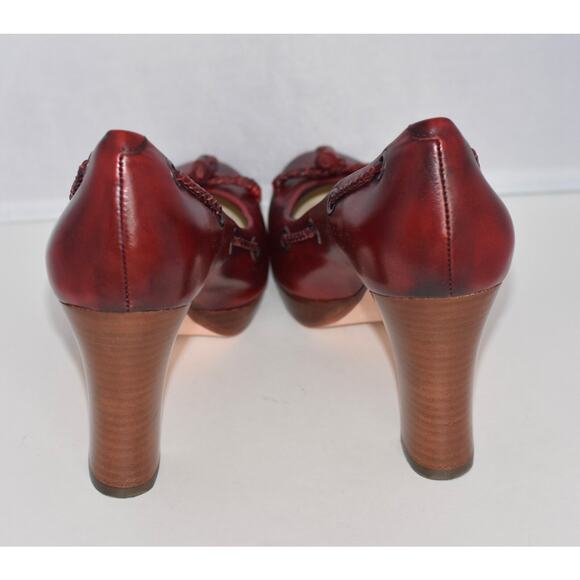 Cole Haan Red & Black Marble Leather Platform Block Heel Pump Size 9B - Picture 6 of 10